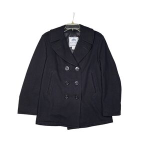 DSCP Quarterdeck Overcoat Womens 10 R Heavyweight Black US Naval Pea Coat Wool